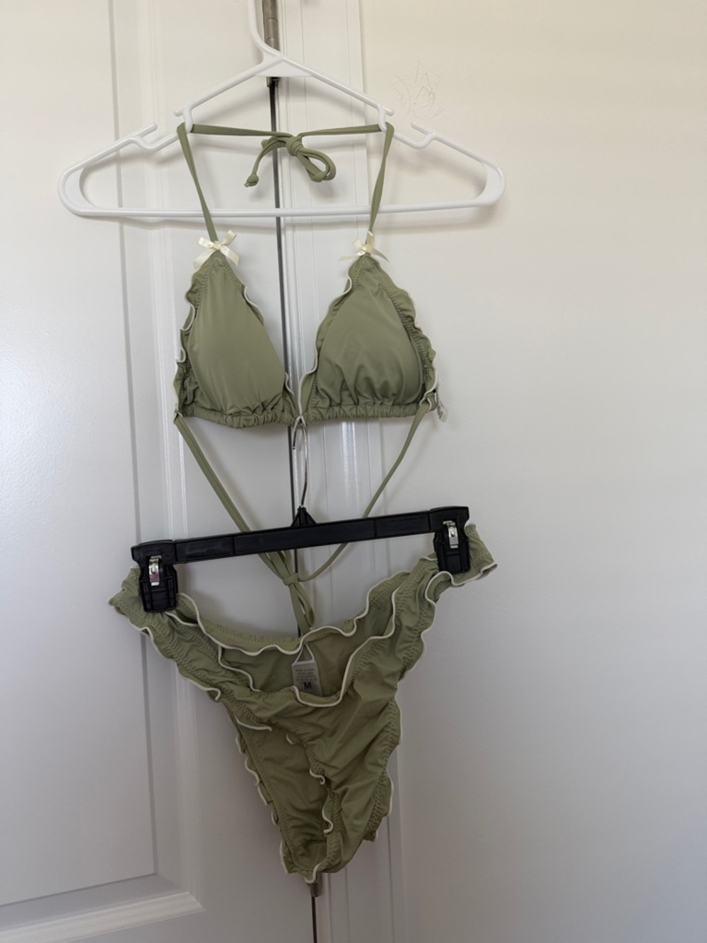 SHEIN Olive Green Ruffle Triangle Bikini- Never worn